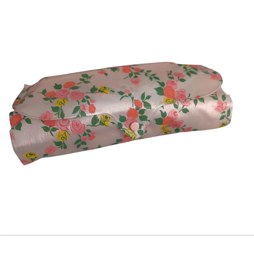 60s 70s Vintage Rare Pink Floral Cosmetic Toiletry Set Organizer New